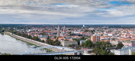 aerial photo of  beautiful Szeged with cloudy sky-stock-foto