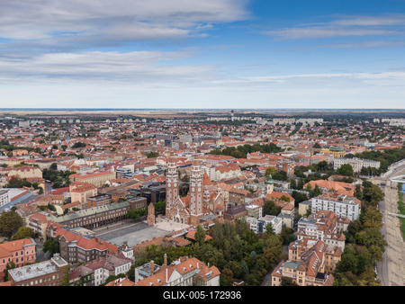aerial photo of  beautiful Szeged with cloudy sky-stock-foto
