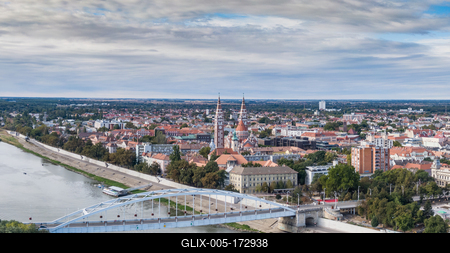 aerial photo of  beautiful Szeged with cloudy sky-stock-foto