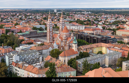 aerial photo of  beautiful Szeged with cloudy sky-stock-foto