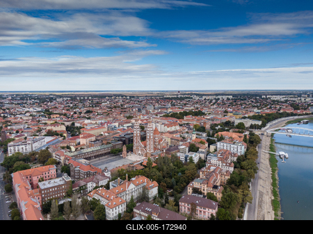aerial photo of  beautiful Szeged with cloudy sky-stock-foto