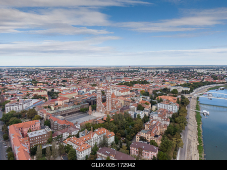 aerial photo of  beautiful Szeged with Tisza-stock-foto