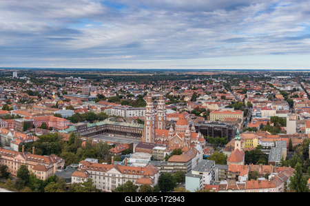 aerial photo of  beautiful Szeged with Tisza-stock-foto