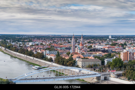 aerial photo of  beautiful Szeged with cloudy sky-stock-foto