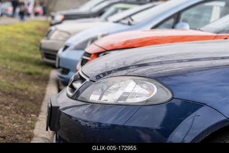 many parking cars in an outdoor garage-stock-foto