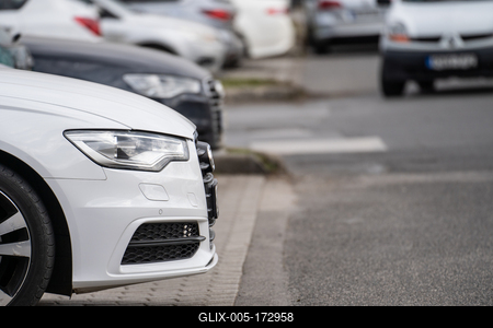 many parking cars in an outdoor garage-stock-foto