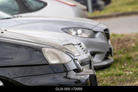 many parking cars in an outdoor garage-stock-foto