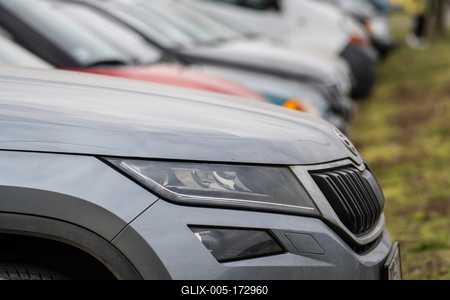 many parking cars in an outdoor garage-stock-foto