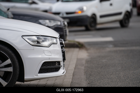 many parking cars in an outdoor garage-stock-foto
