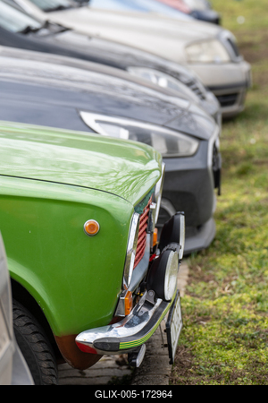 many parking cars in an outdoor garage-stock-foto