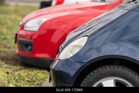 many parking cars in an outdoor garage-stock-foto