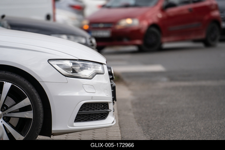 many parking cars in an outdoor garage-stock-foto