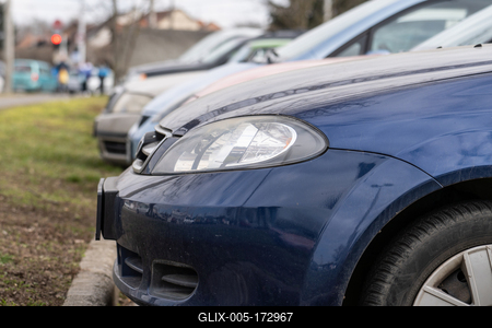 many parking cars in an outdoor garage-stock-foto