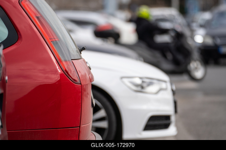 many parking cars in an outdoor garage-stock-foto