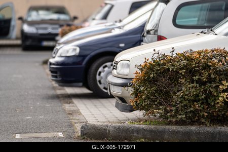 many parking cars in an outdoor garage-stock-foto