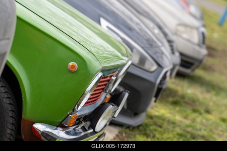 many parking cars in an outdoor garage-stock-foto
