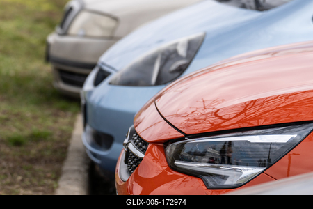 many parking cars in an outdoor garage-stock-foto