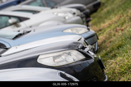 many parking cars in an outdoor garage-stock-foto
