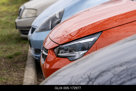 many parking cars in an outdoor garage-stock-foto