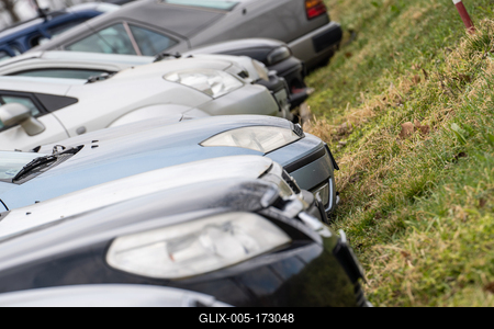 many parking cars in an outdoor garage-stock-foto