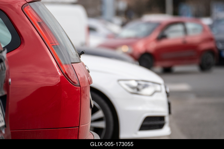 many parking cars in an outdoor garage-stock-foto