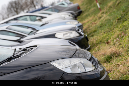 many parking cars in an outdoor garage-stock-foto