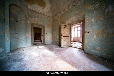 interior of an old abandoned castle-stock-foto