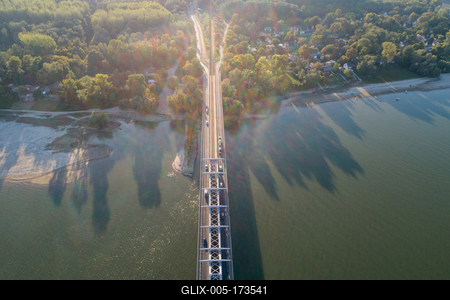 Baja Bridge in Hungary across river Danube-stock-foto