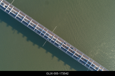 Baja Bridge in Hungary across river Danube-stock-foto