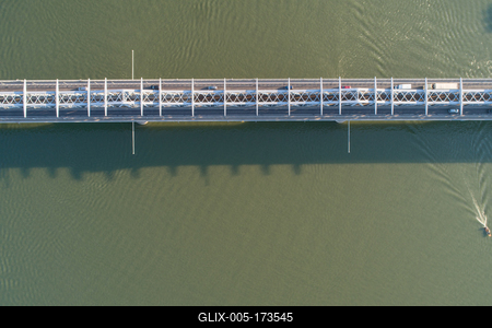 Baja Bridge in Hungary across river Danube-stock-foto