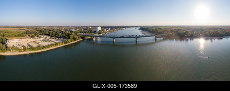 Baja Bridge in Hungary across river Danube-stock-foto