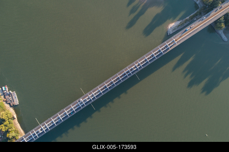 Baja Bridge in Hungary across river Danube-stock-foto