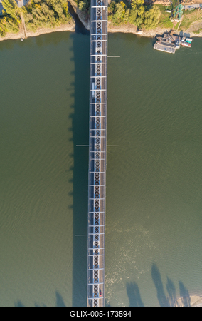 Baja Bridge in Hungary across river Danube-stock-foto