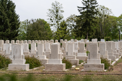 Many tombs in rows, Russian graves on military  cemetery-stock-foto