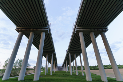 Hungarian M6 highway with tunel at evening-stock-foto