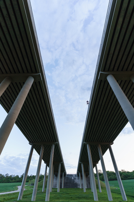 Hungarian M6 highway with tunel at evening-stock-foto
