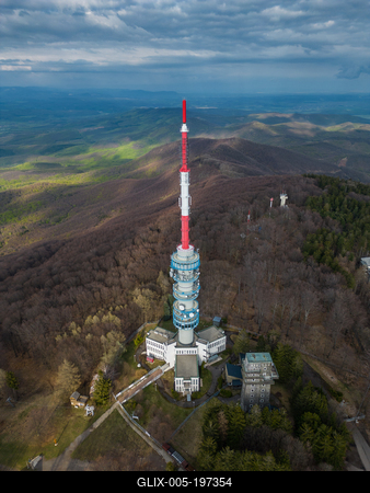 Aerial photo from Kekesteto, TV tower in Matra, Hungary-stock-foto