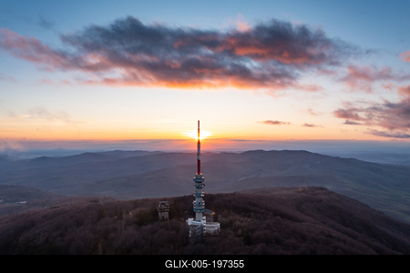 Aerial photo from Kekesteto, TV tower in Matra, Hungary-stock-foto