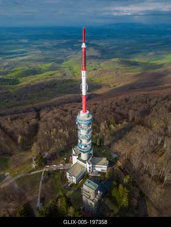 Aerial photo from Kekesteto, TV tower in Matra, Hungary-stock-foto