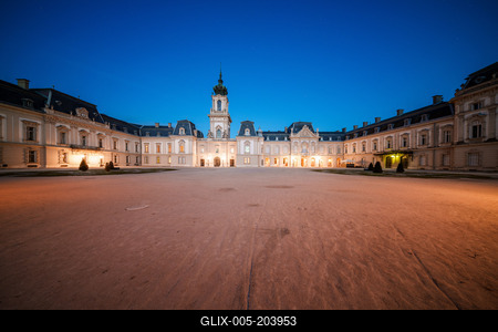 Festetics Castle in Keszthely at night-stock-foto