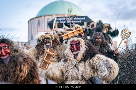 MOHACS, HUNGARY - FEBRUARY 17: Busojaras carnival. February 17, 2026 in Mohacs, Hungary.-stock-foto