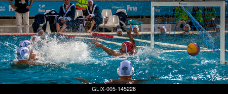 A vízilabda Aranycsapatunk újra a medencében a sportág szentélyében. FINA Vizes Masters VB Budapest, 2017, Hajós Alfréd UszodaVízilabda 1 képben-stock-foto