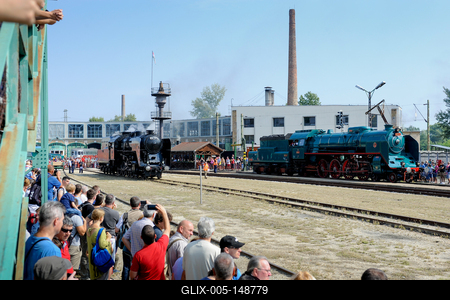 150 éves a MÁV,  Nemzetközi Jármûparádé a Vasúttörténeti Parkban,   2018. szeptember 8-án és 9-én többtonnás vasparipák mutatkoztak be és versenyeztek egymással a Vasúttörténeti Parkban-stock-foto