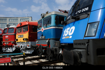 150 éves a MÁV,  Nemzetközi Jármûparádé a Vasúttörténeti Parkban,   2018. szeptember 8-án és 9-én többtonnás vasparipák mutatkoztak be és versenyeztek egymással a Vasúttörténeti Parkban-stock-foto