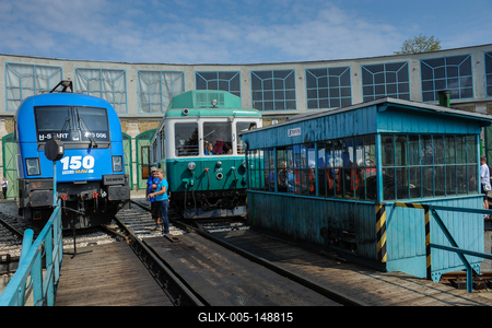 150 éves a MÁV,  Nemzetközi Jármûparádé a Vasúttörténeti Parkban,   2018. szeptember 8-án és 9-én többtonnás vasparipák mutatkoztak be és versenyeztek egymással a Vasúttörténeti Parkban-stock-foto