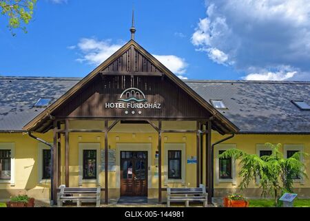 Nyíregyháza, Sóstó Hotel Fürdőház bejárata-stock-foto