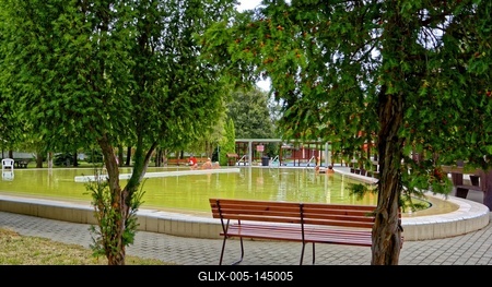 Hajdúnánás, termál gyógyfürdő külső medence-stock-foto