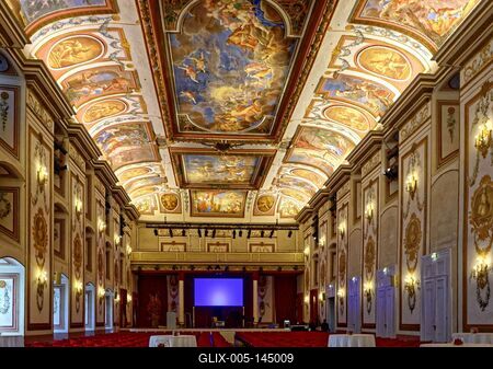 Eszterházy kastély, barokk Haydn Terem barokk freskók és falfestményekkel-stock-foto