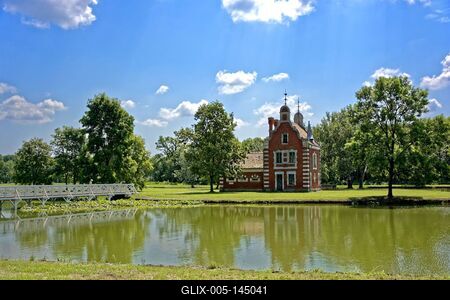 Dég, Hollandi ház Festetics kastély angol parkjában-stock-foto