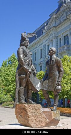 Nyíregyháza, Városalapító atyák szobra-stock-foto